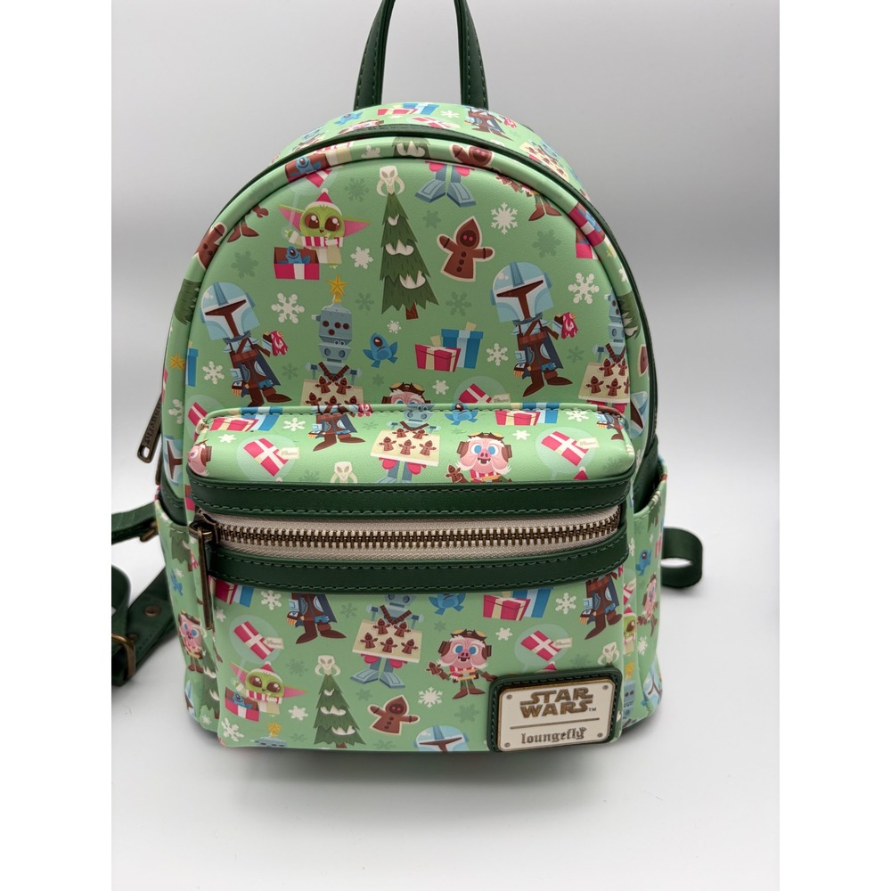 Loungefly Star Wars Mandalorian Christmas Gingerbread Mini Backpack Green Grogu